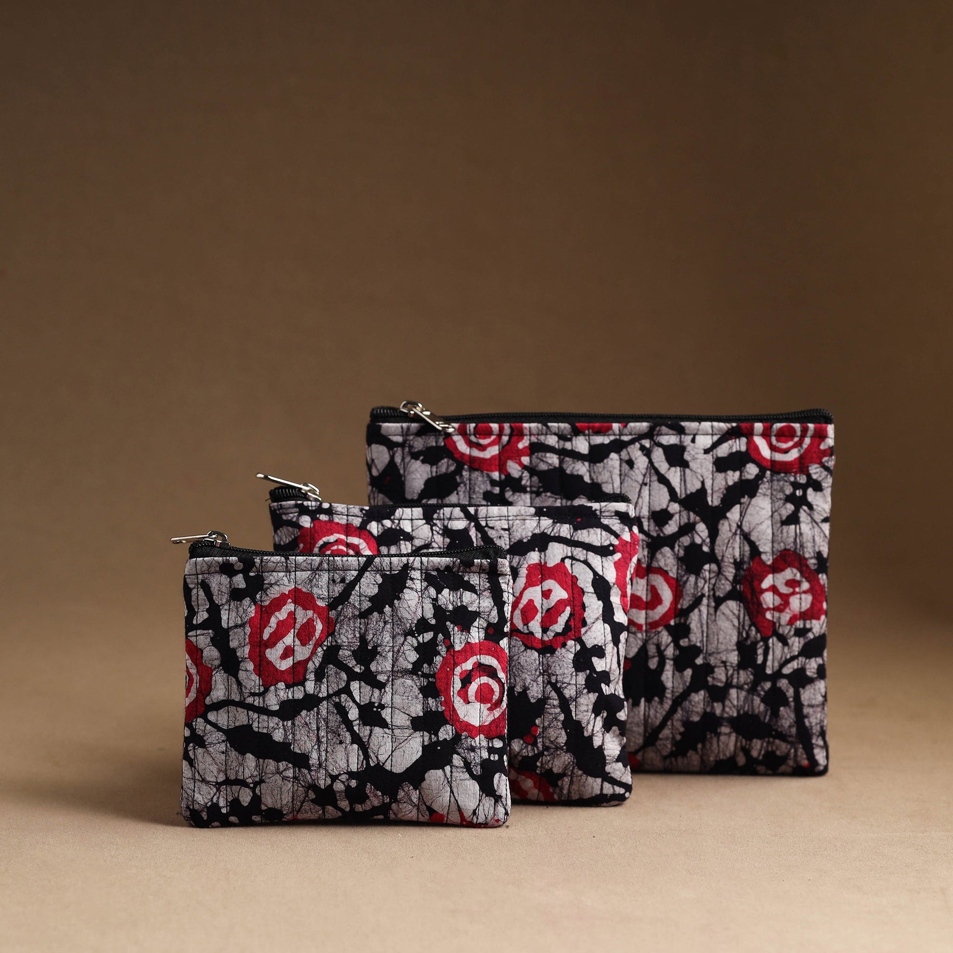 Black - Set of 3 - Handmade Cotton Utility Pouches 39