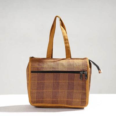 Brown - Handcrafted Jacquard Cotton Hand Bag