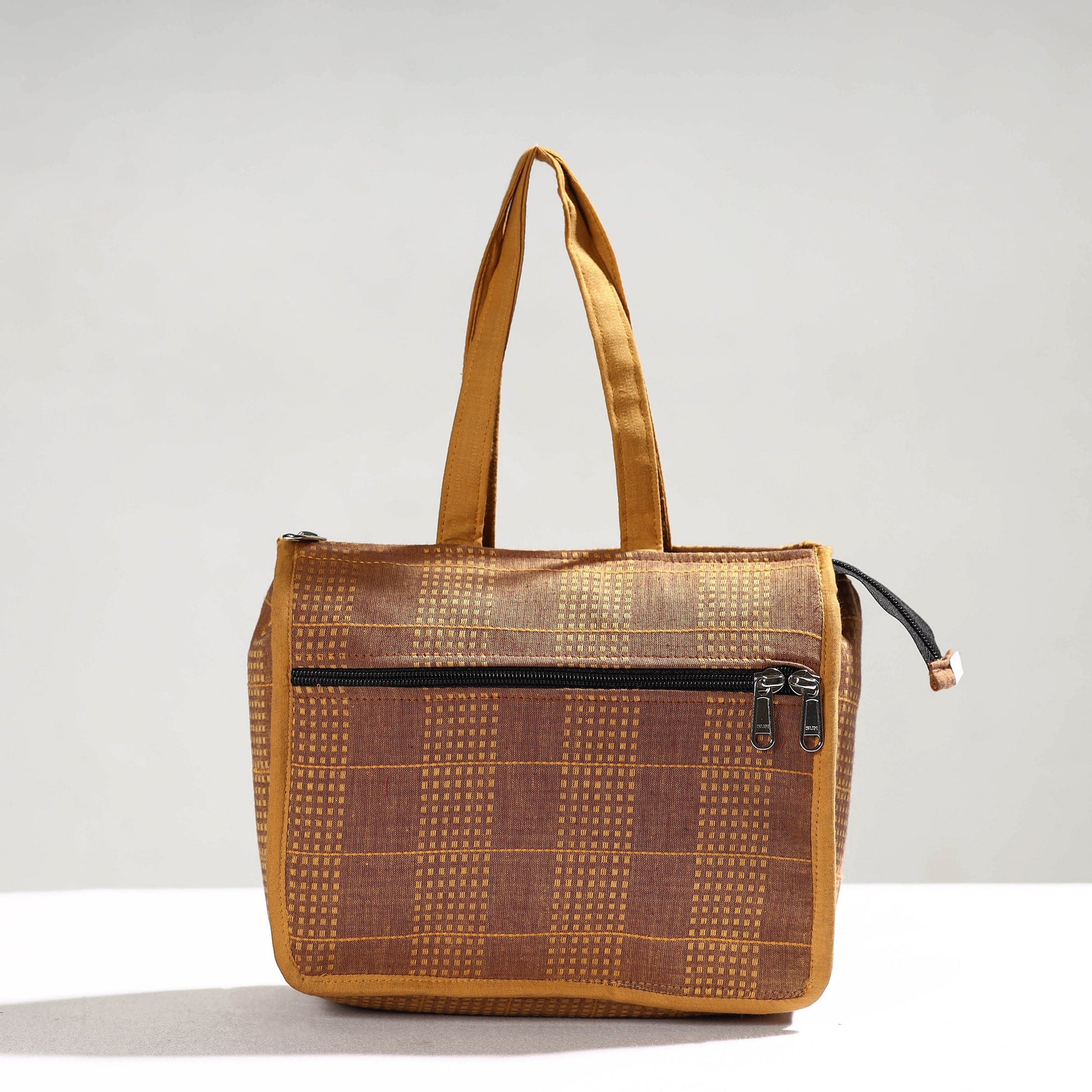 Brown - Handcrafted Jacquard Cotton Hand Bag