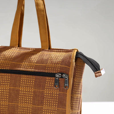 Brown - Handcrafted Jacquard Cotton Hand Bag
