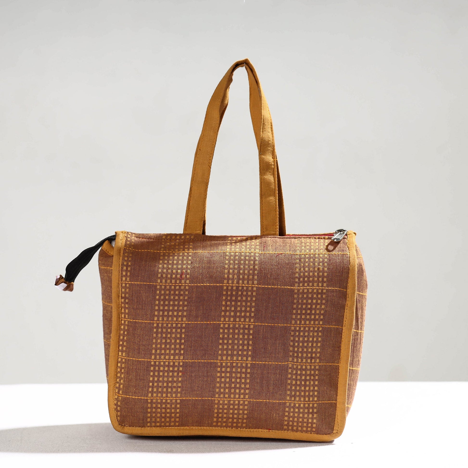 Brown - Handcrafted Jacquard Cotton Hand Bag