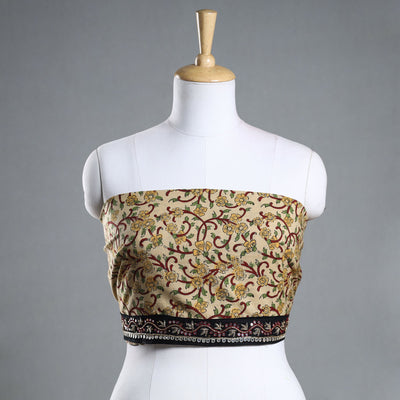 Beige - Zardozi Hand Embroidered Sanganeri Cotton Blouse Piece