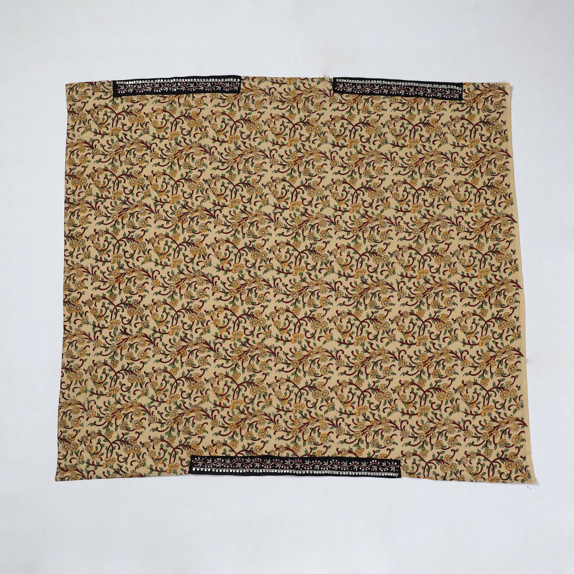 Beige - Zardozi Hand Embroidered Sanganeri Cotton Blouse Piece