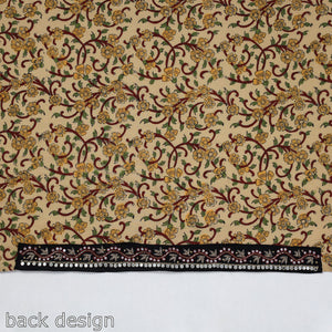 Beige - Zardozi Hand Embroidered Sanganeri Cotton Blouse Piece