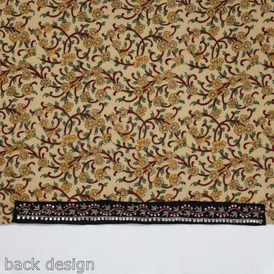 Beige - Zardozi Hand Embroidered Sanganeri Cotton Blouse Piece