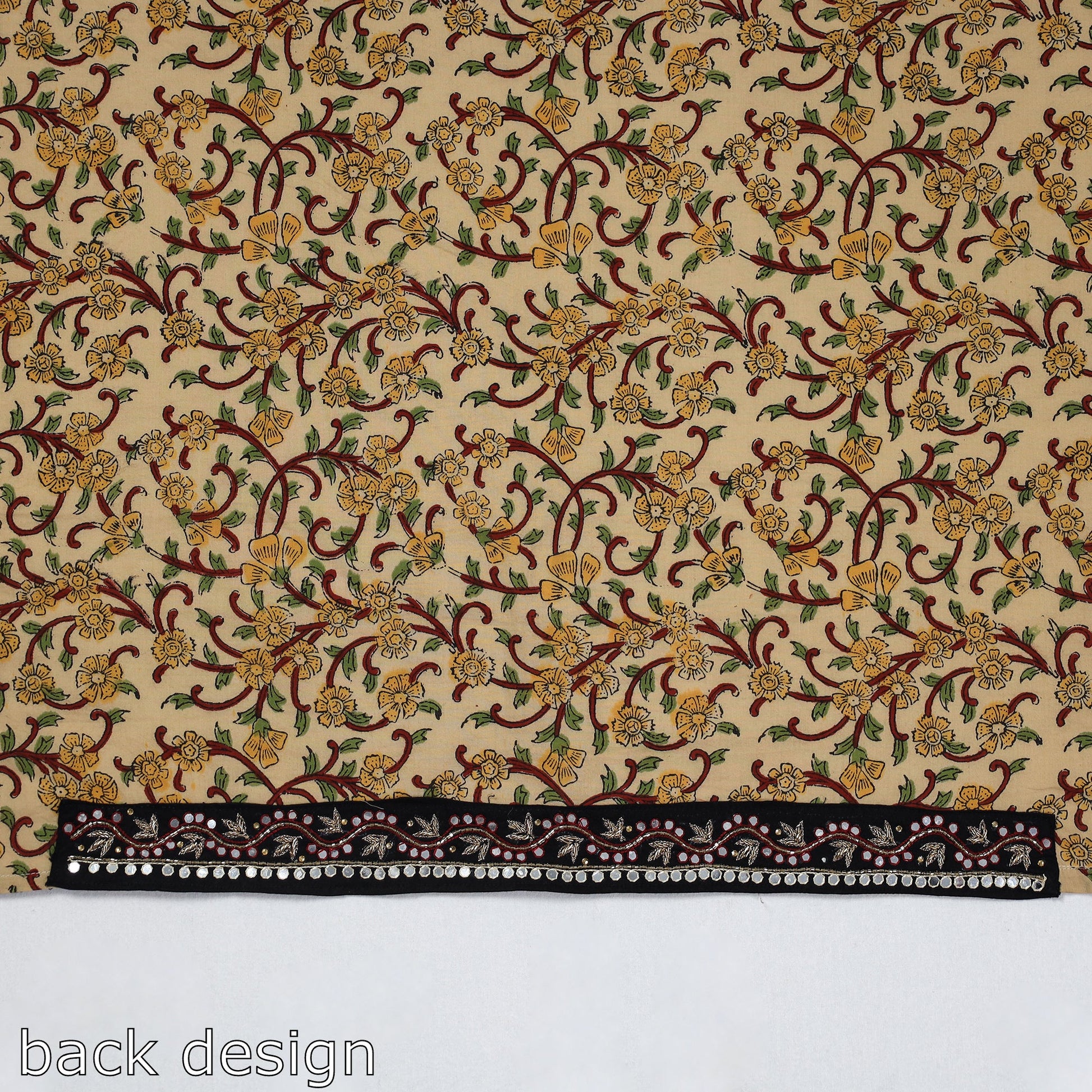 Beige - Zardozi Hand Embroidered Sanganeri Cotton Blouse Piece