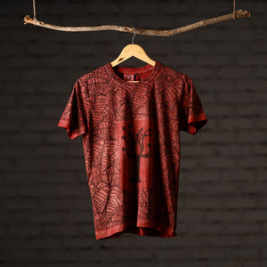 Bindaas Block Art Printed Cotton Unisex Round Neck T-shirt 12