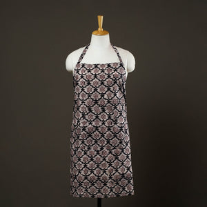 Black - Hand Batik Print Cotton Apron with Pocket 75