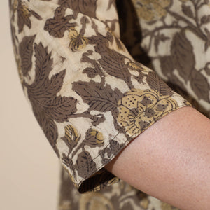 Brown - Bagru Hand Block Printed Cotton Long Kurta