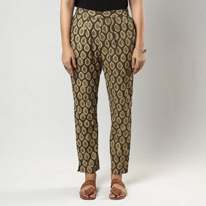 Brown - Ajrakh Block Printed Cotton Tapered Casual Pant for Women