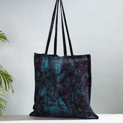Blue - Hand Batik Printed Cotton Jhola Bag