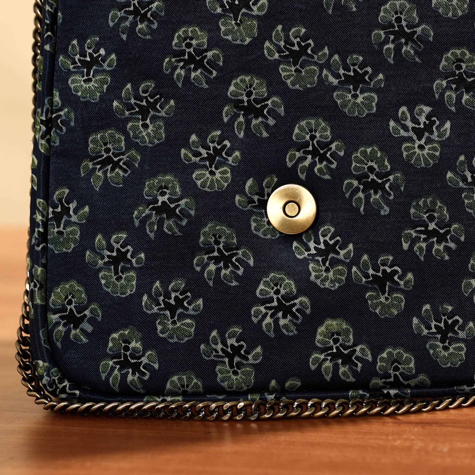 Blue - Fabric Embellished Embroidered Party Hand Bag