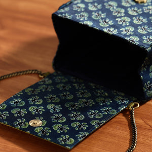 Blue - Fabric Embellished Embroidered Party Hand Bag