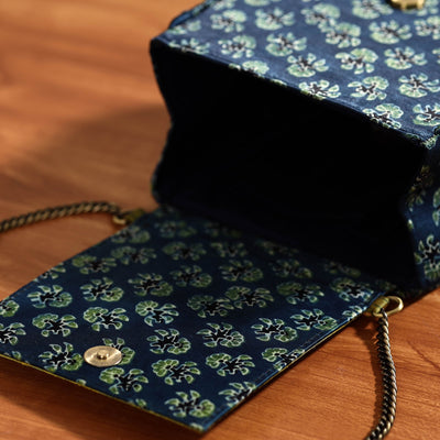 Blue - Fabric Embellished Embroidered Party Hand Bag