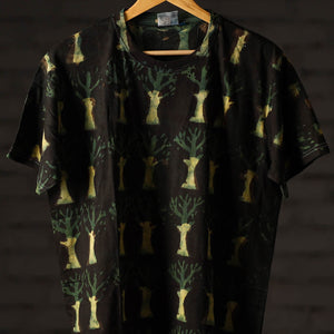 Bindaas Block Art Printed Cotton Unisex Round Neck T-shirt 44