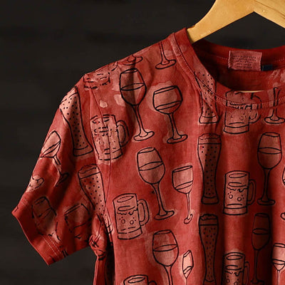 Bindaas Block Art Printed Cotton Unisex Round Neck T-shirt 14