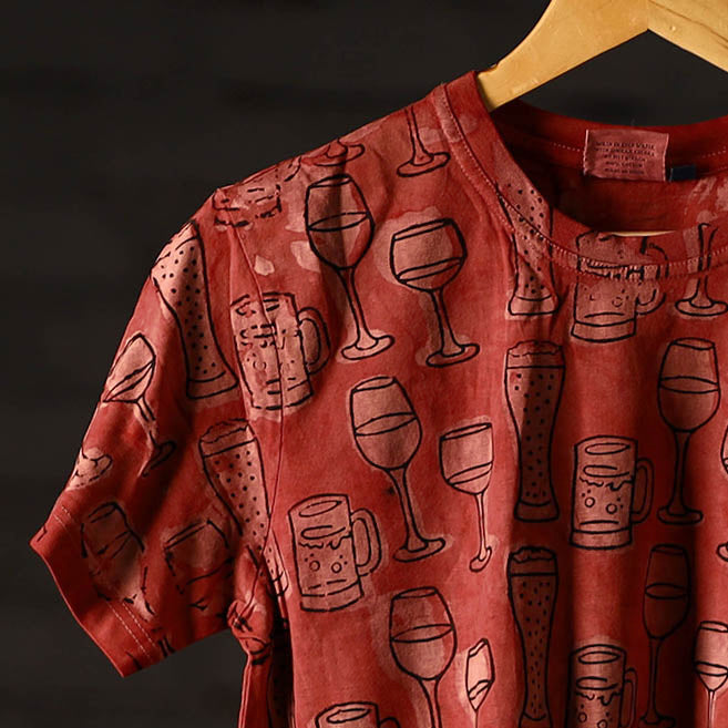 Bindaas Block Art Printed Cotton Unisex Round Neck T-shirt 14