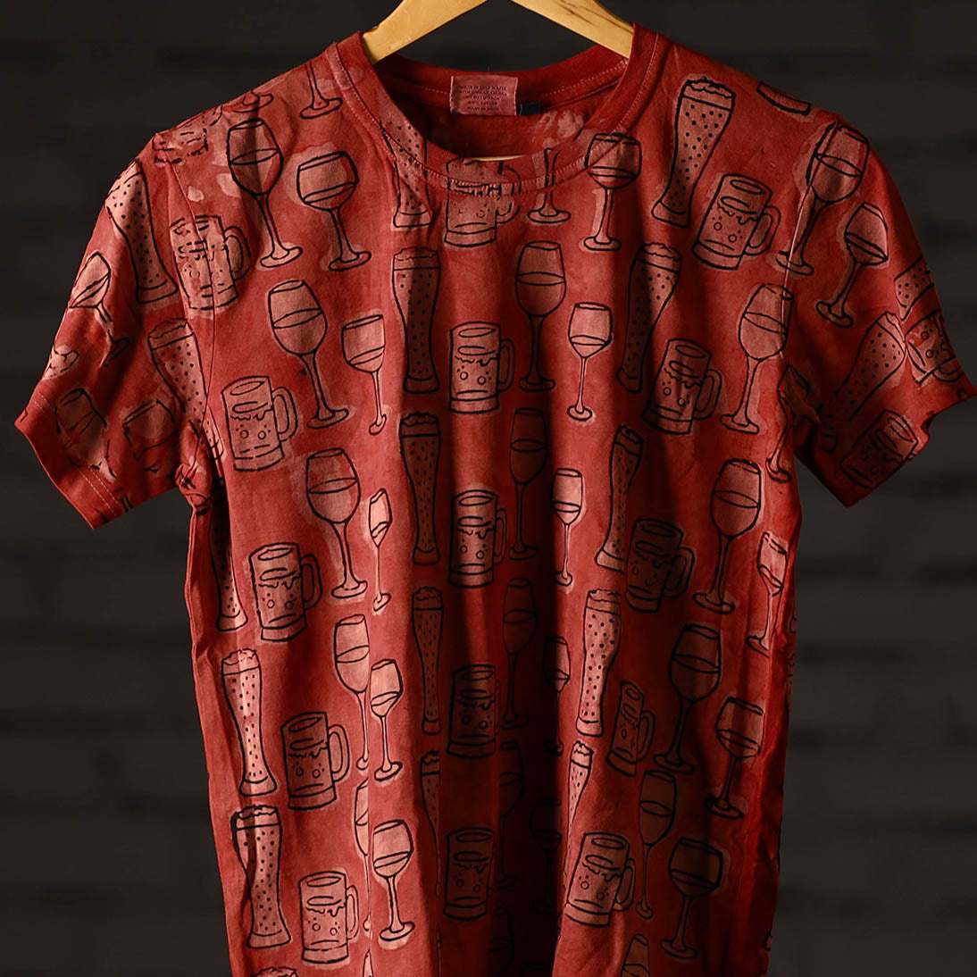 Bindaas Block Art Printed Cotton Unisex Round Neck T-shirt 14