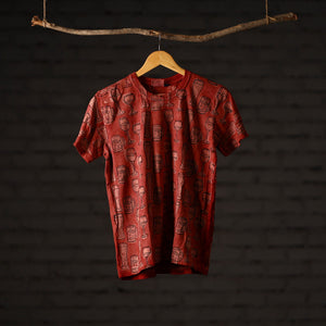 Bindaas Block Art Printed Cotton Unisex Round Neck T-shirt 14