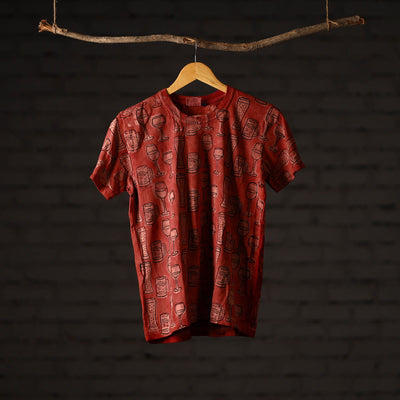 Bindaas Block Art Printed Cotton Unisex Round Neck T-shirt 14