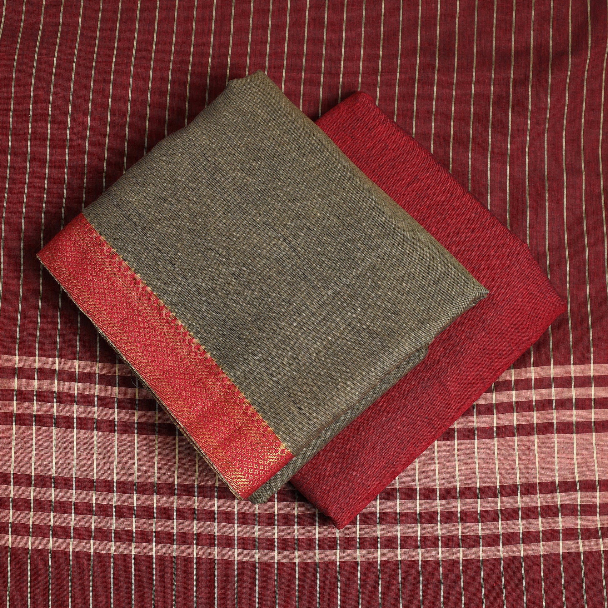 Brown - 3pc Cotton Dharwad Dress Material 11