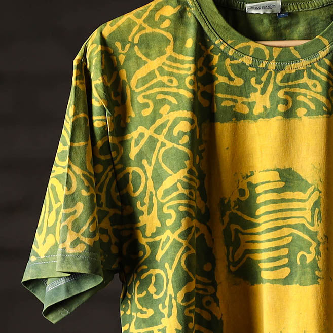 Bindaas Block Art Printed Cotton Unisex Round Neck T-shirt 50