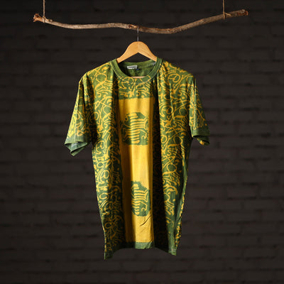 Bindaas Block Art Printed Cotton Unisex Round Neck T-shirt 50