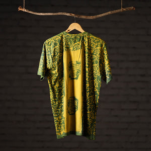 Bindaas Block Art Printed Cotton Unisex Round Neck T-shirt 50