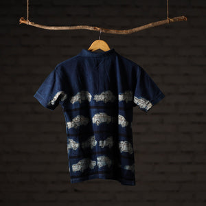 Bindaas Block Art Printed Cotton Unisex Polo Collar T-shirt 70