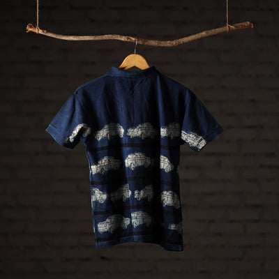 Bindaas Block Art Printed Cotton Unisex Polo Collar T-shirt 70