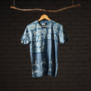 Bindaas Block Art Printed Cotton Unisex Round Neck T-shirt 35