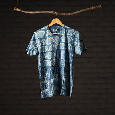 Bindaas Block Art Printed Cotton Unisex Round Neck T-shirt 35