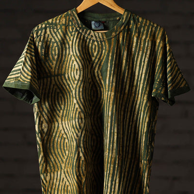 Bindaas Block Art Printed Cotton Unisex Round Neck T-shirt 06