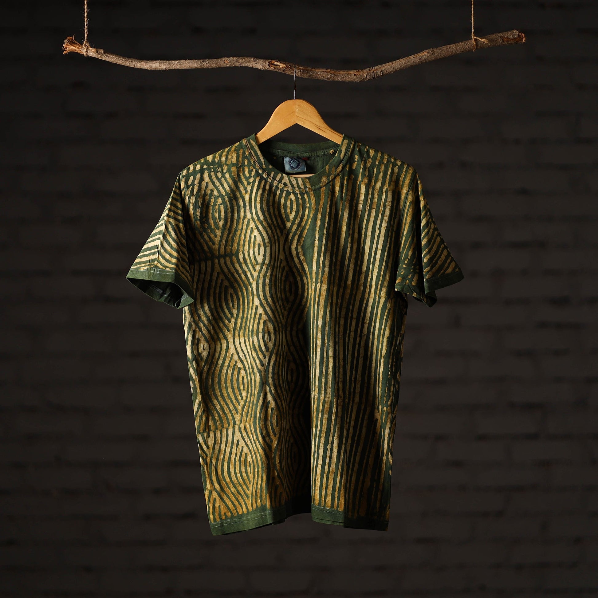 Bindaas Block Art Printed Cotton Unisex Round Neck T-shirt 06