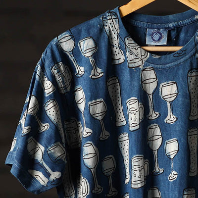 Bindaas Block Art Printed Cotton Unisex Round Neck T-shirt 01