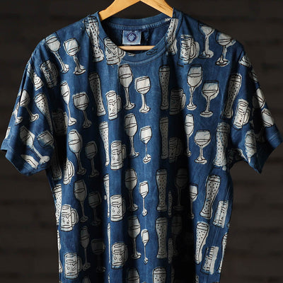 Bindaas Block Art Printed Cotton Unisex Round Neck T-shirt 01