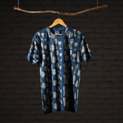 Bindaas Block Art Printed Cotton Unisex Round Neck T-shirt 01