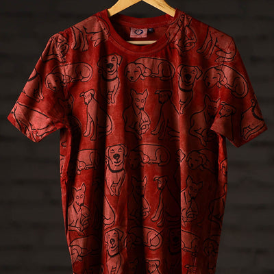 Bindaas Block Art Printed Cotton Unisex Round Neck T-shirt 40