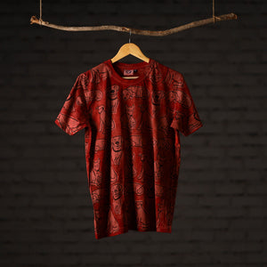 Bindaas Block Art Printed Cotton Unisex Round Neck T-shirt 40