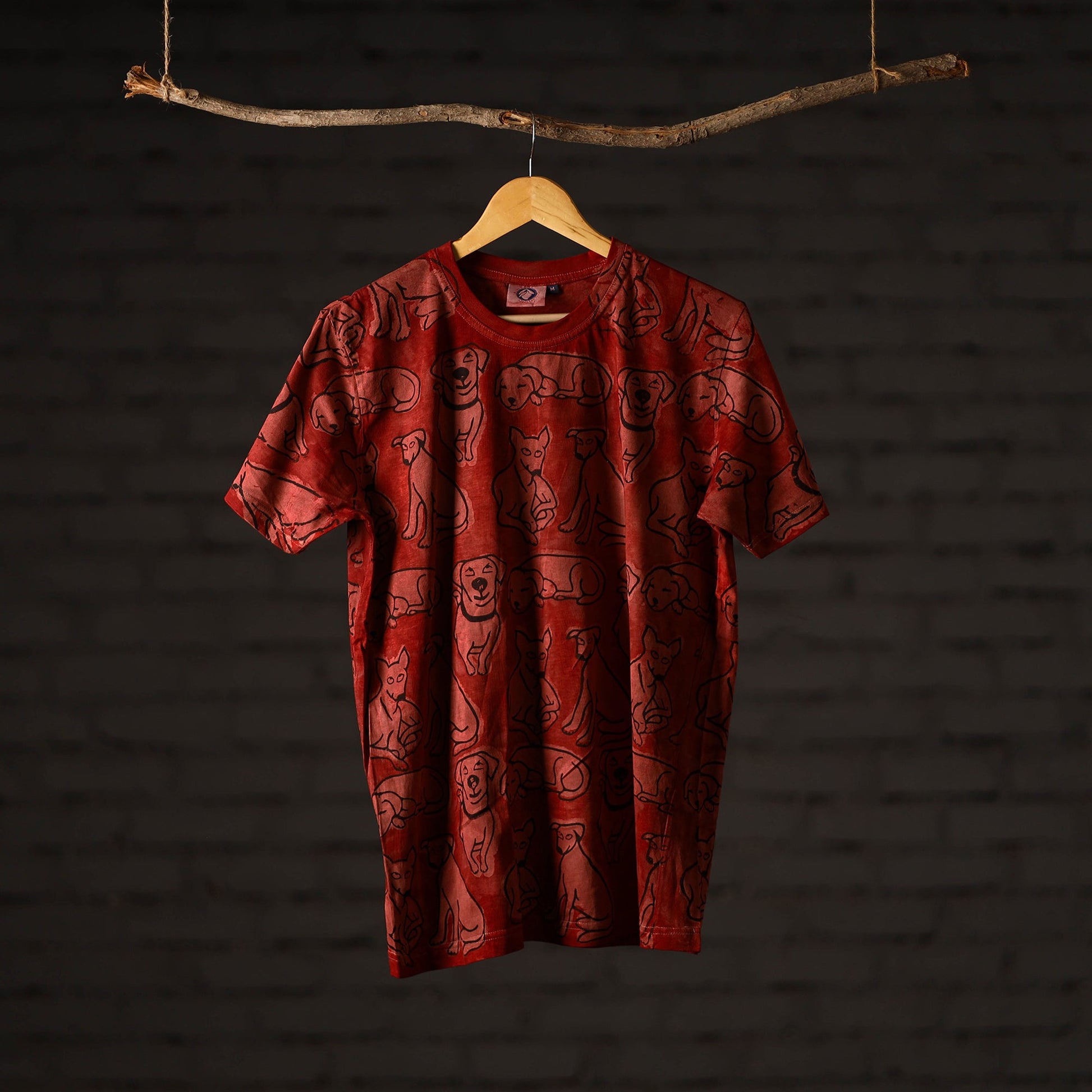 Bindaas Block Art Printed Cotton Unisex Round Neck T-shirt 40