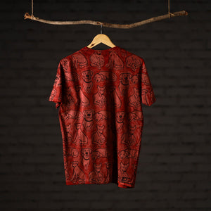Bindaas Block Art Printed Cotton Unisex Round Neck T-shirt 40