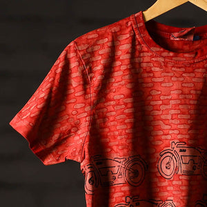 Bindaas Block Art Printed Cotton Unisex Round Neck T-shirt 11