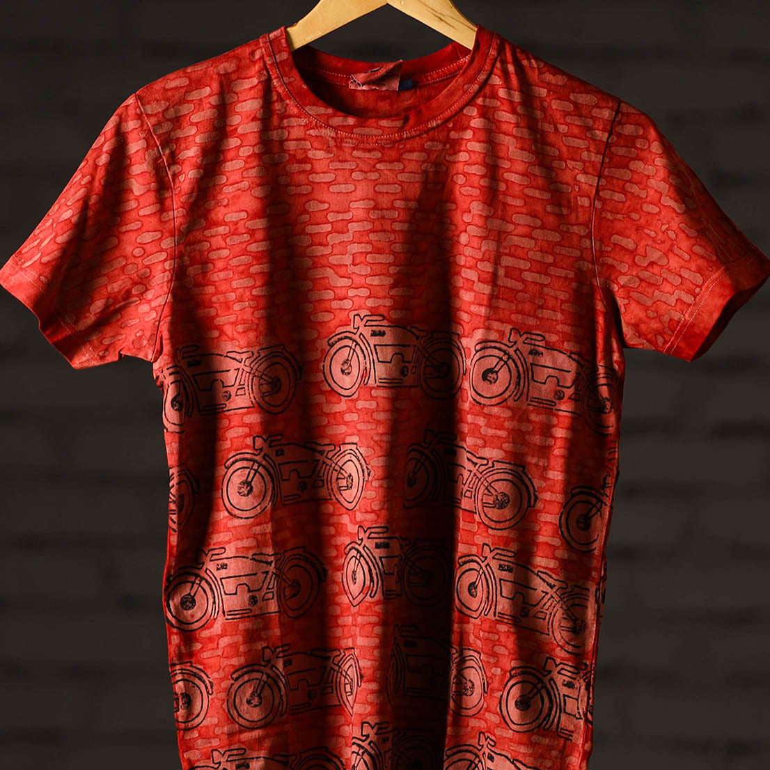 Bindaas Block Art Printed Cotton Unisex Round Neck T-shirt 11