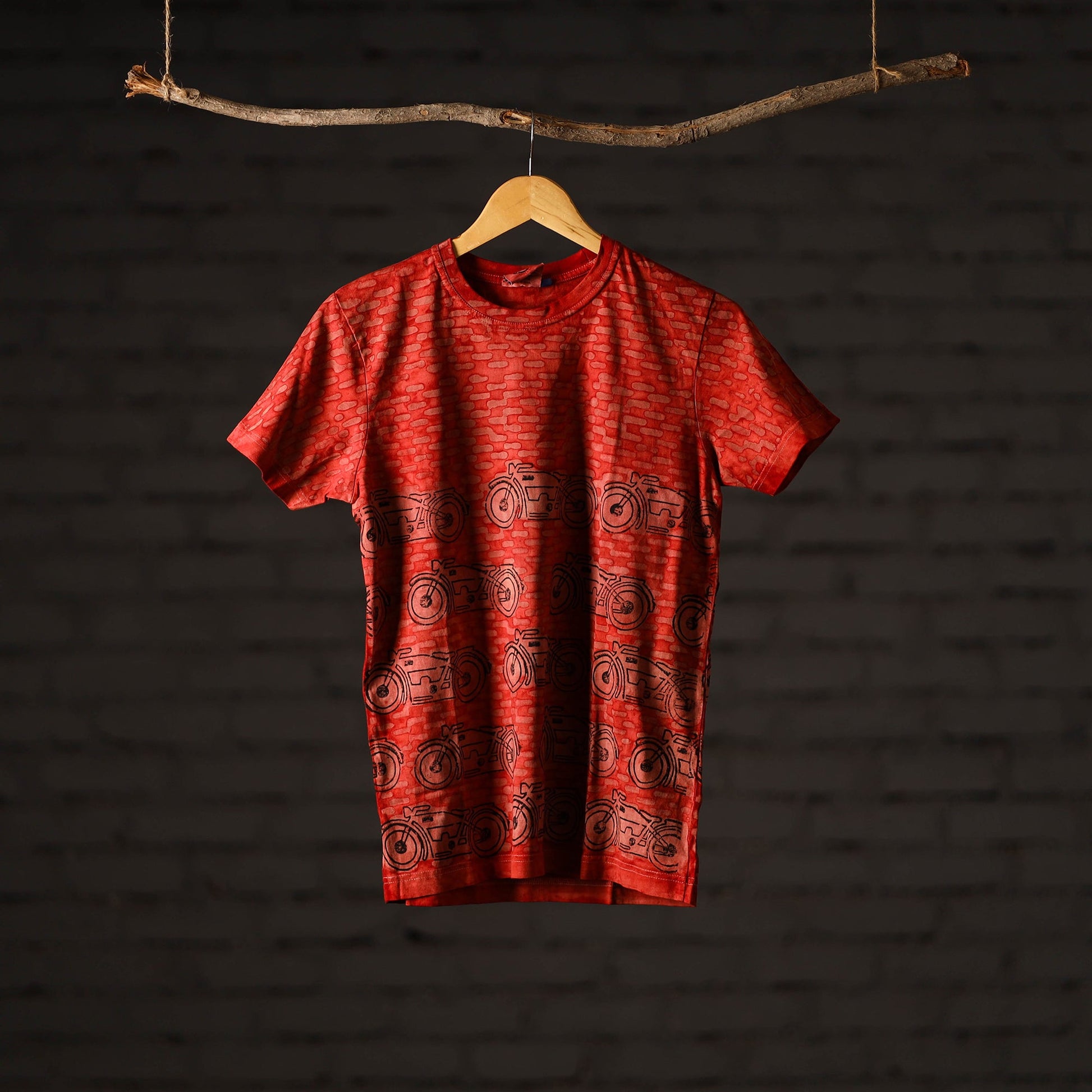 Bindaas Block Art Printed Cotton Unisex Round Neck T-shirt 11