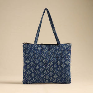Blue - Handcrafted Quilted Cotton Hand Bag 05