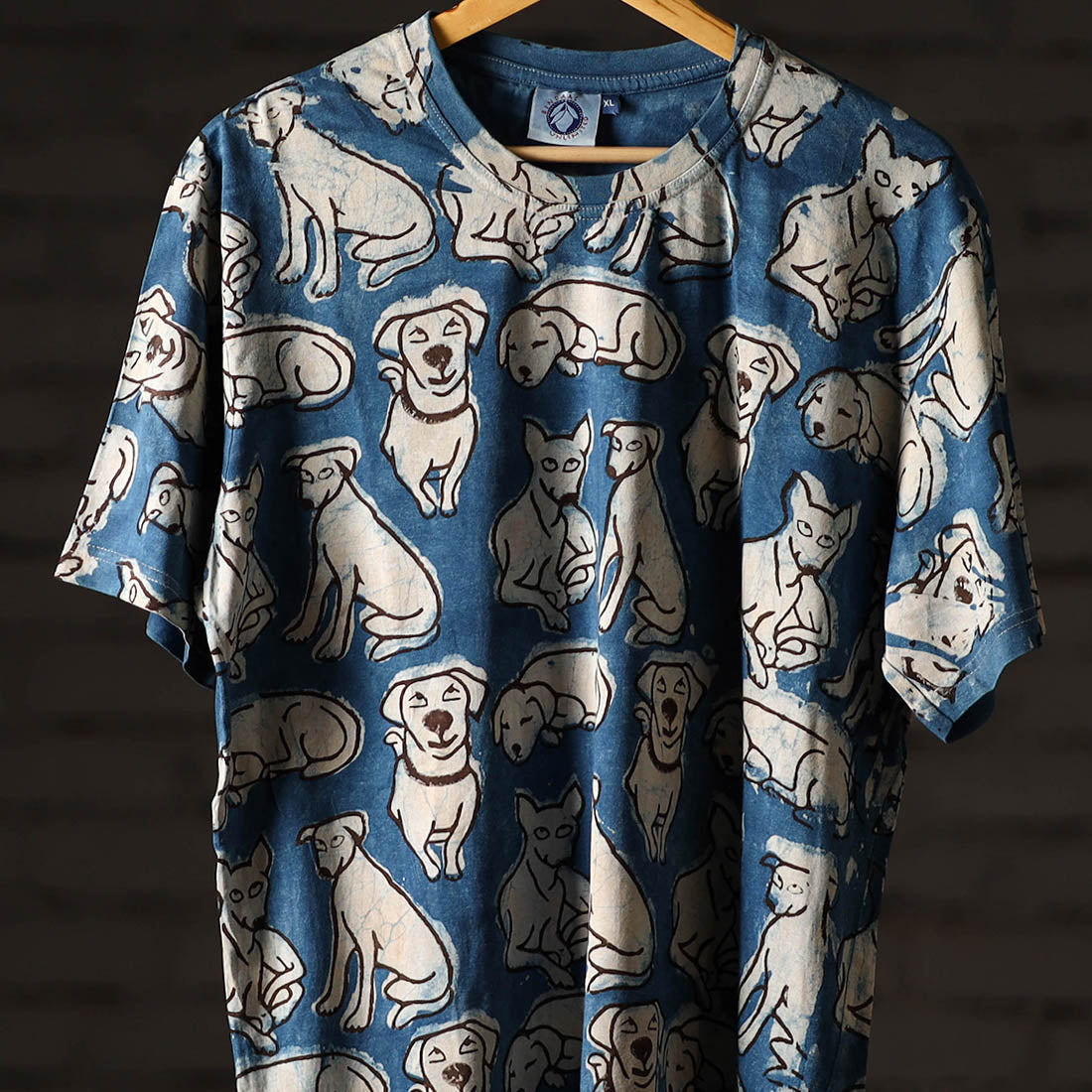 Bindaas Block Art Printed Cotton Unisex Round Neck T-shirt 42