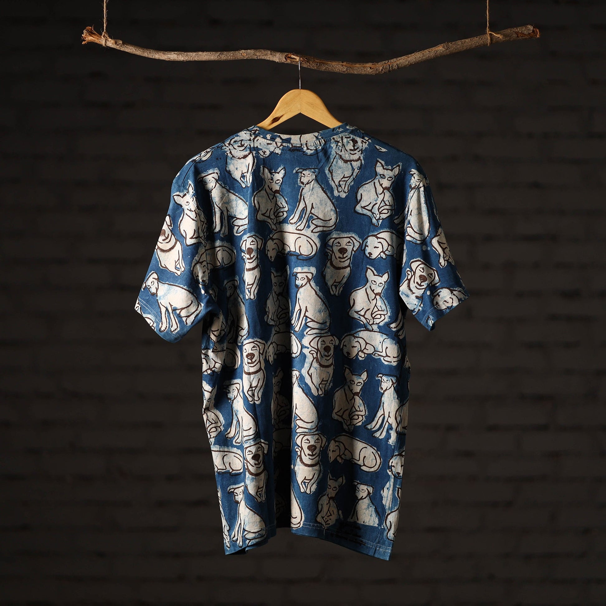 Bindaas Block Art Printed Cotton Unisex Round Neck T-shirt 42