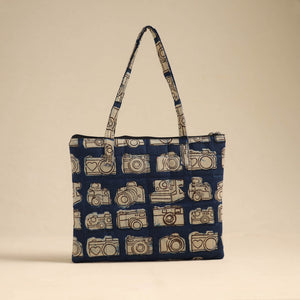 Blue - Handcrafted Quilted Cotton Hand Bag 07