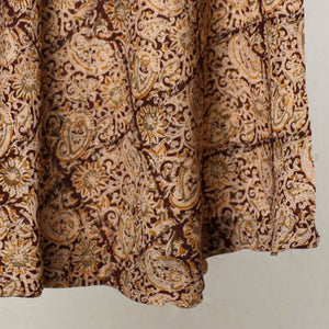 Brown - Kalamkari Block Printed Cotton Wrap Around Skirt 03