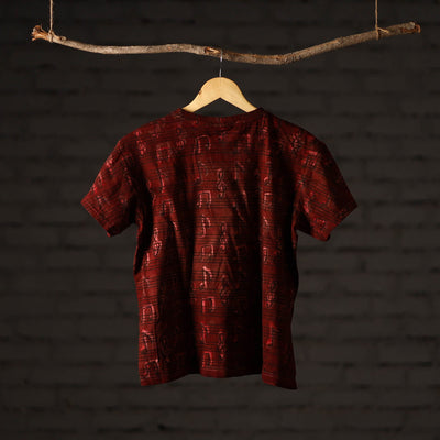 Bindaas Block Art Printed Cotton Unisex Round Neck T-shirt 36